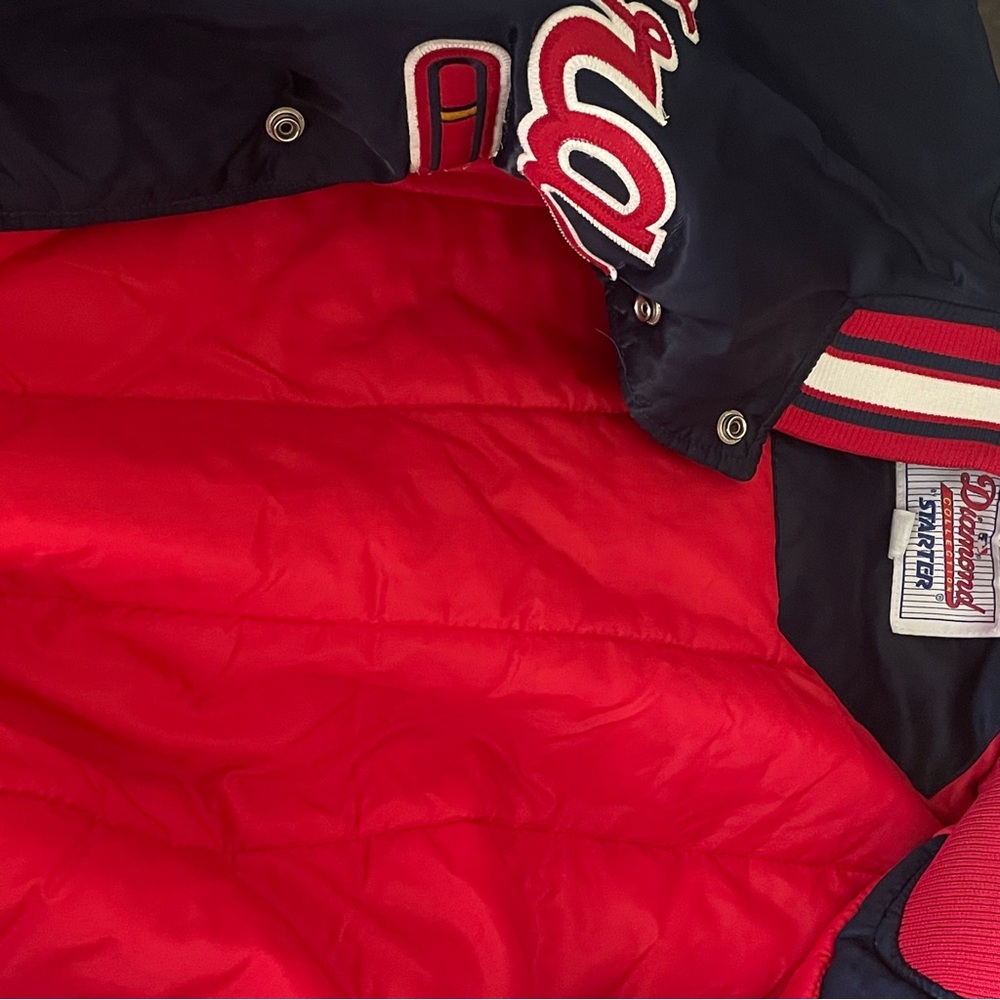 Vintage Atlanta Braves Starter Baseball Jacket Diamond Collection Blue Sz L - Picture 3 of 15